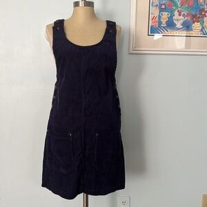 True Blue Corduroy Overalls Jumper Dress Vintage size S